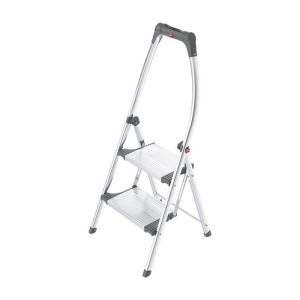 Hailo livingstep plus taburete plegable de aluminio de 2 peldaños con baran
