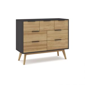 Cómoda de 5 cajones versátil y funcional 120x83 cm numa gris alpino - oak
