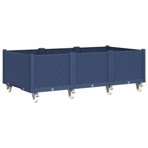 vidaXL jardinera con ruedas pp azul gris 150x80x54 cm