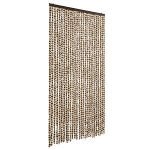 vidaXL cortina antimoscas chenilla beige y marrón 118x220 cm