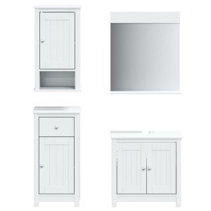vidaXL juego de muebles de baño berg 4 pzas madera maciza pino blanco
