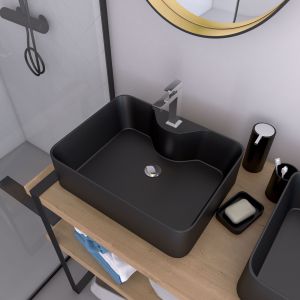 Lavabo sobreponer cuadrado cerámica negra - 48x37x13.5cm - rectangular dark
