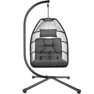 Tectake silla colgante con estructura de aluminio y capacidad 160 kg, gris