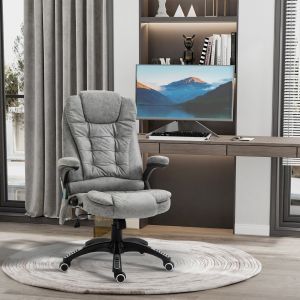 Silla oficina ergonómica gris con masaje y calefacción