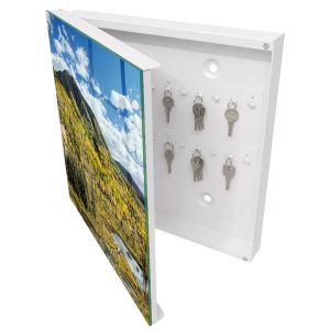 Guardallaves decorativo 30x30x5 paisaje otoñal, apertura izquierda
