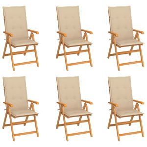 vidaXL sillas de jardín 6 unidades madera maciza de teca cojines beige