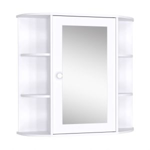 Armario de espejo mdf, vidrio color blanco 66x17x63 cm homcom, hogar - baño