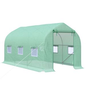 Invernadero de jardín metal, pe color verde 400x200x200 cm outsunny