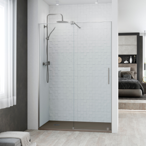Mampara ducha frontal corredera | 8mm transparente | perfil titanio 175cm