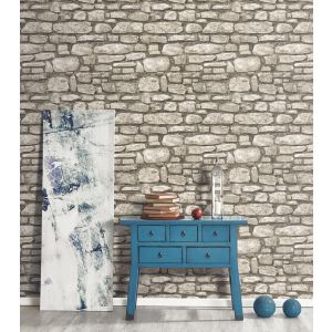Papel pintado tnt textura piedra 3d beige