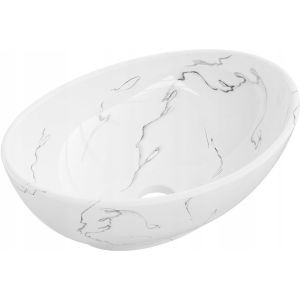 Lavabo cerámico sobre encimera, 40,5x33x14 cm, blanco