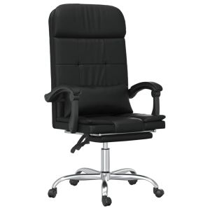 vidaXL silla de oficina reclinable masaje cuero sintético negro