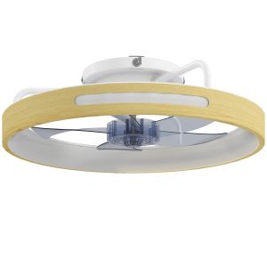 Ventilador techo luz 49x49x12.5 cm acero, plástico color marrón Homcom