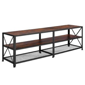 Mueble bajo para televisor, madera industrial oscura, rústica