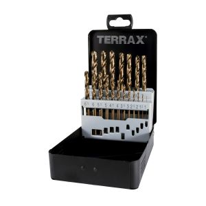 Terrax-a215214-juegos de 19 brocas din 338 tipo n hss-co 5 rectificadas