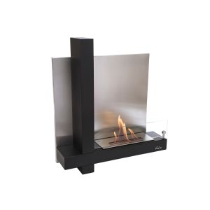 Chimenea de etanol mural en acero inoxidable negro