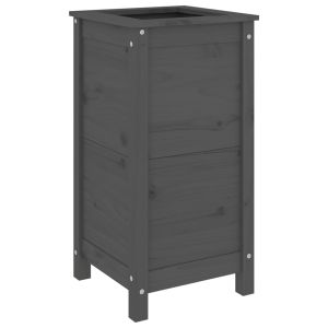 vidaXL jardinera madera maciza de pino gris 40x40x78 cm