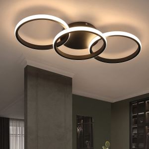 Nettlife lámpara de techo LED negra moderna redonda con lámpara de cocina