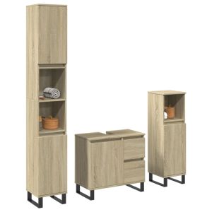 Set de muebles de baño 3 pzas madera contrachapada roble sonoma