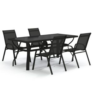 vidaXL juego de comedor para jardín 5 piezas negro