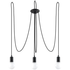 Candelabro edison 3 negro tela/acero 300x150x300cm