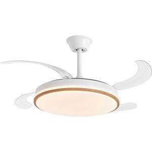 Ventilador de techo con luz LED COSMOS | Aspas retráctiles | Blanco-Taupe