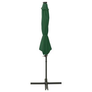 Sombrilla de jardín voladiza con palo y luces LED verde 300 cm efe9790