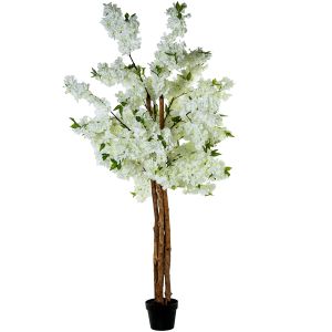Planta artificial cerezo 180cm blanco cherry 4 troncos