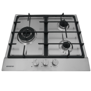 Placa de gas infiniton gas-320wb - inox, 3 fuegos, 60cm, triple