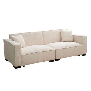 Oviala - sofá de pana recto 3 plazas crudo l 230 cm
