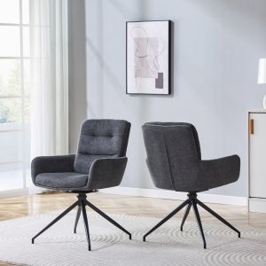 Conjunto de sillas de comedor giratorias tela gris oscuro set de 2