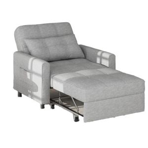 Sillón convertible - lino gris claro - 70 x 190 cm