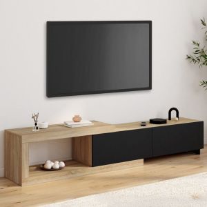 Mueble de tv extensible de madera negra - 140-200 cm