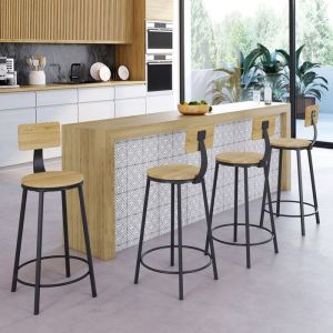 Taburetes de bar industriales - lote de 4 - negro madera