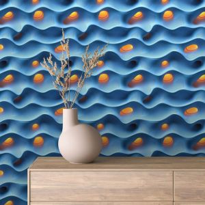 Papel pintado 3d olas azul profundo 60cm por 250cm