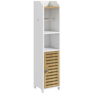 Armario de baño 18x20x90 cm color blanco kleankin, hogar - baño