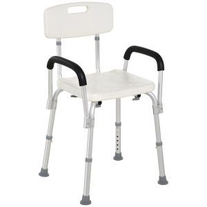 Silla de ducha 47x50x87 cm aleación de aluminio, pe color blanco Homcom