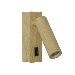 Aplique LED de lectura efecto madera 2w 3000k orientable con interruptor