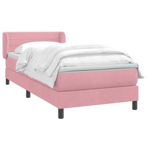 vidaXL cama box spring con colchón terciopelo rosa 80x220 cm