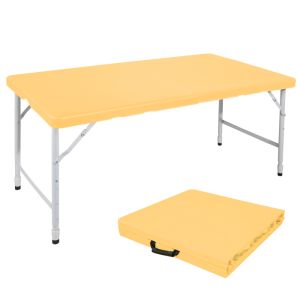 Mesa plegable multiusos ajustable hierro y plástico amarillo 58-74x125x61cm