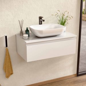 Mueble baño suspendido 100 cm blanco, lavabo bellobath