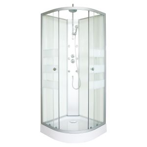 Cabina de ducha hidromasaje amelia blanca - en kit - cuarto de círculo 80cm