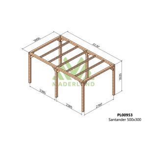 Pérgola de maderalaminada - santander 500x300cm (maderland)