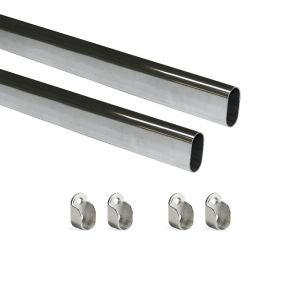 Emuca lote de 2 barras para armario ovalada 30x15mm de longitud 0.75m con