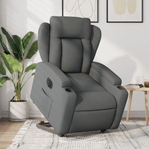 Sillón eléctrico reclinable elevable de tela gris oscuro qweo6624