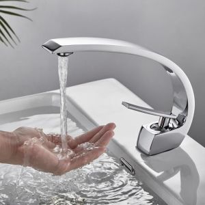 Auralum grifo para lavabo de diseño moderno - cuello de cisne - latón croma