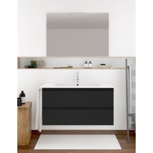Mueble de baño ibiza con lavabo y espejo 80x45cm grafito