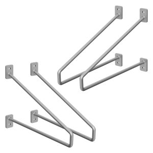 Set de 4x soporte de estante 265 mm plateado de acero