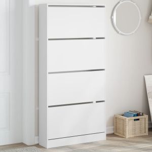 Mueble zapatero con 4 cajones abatibles blanco 80x21x163,5 cm