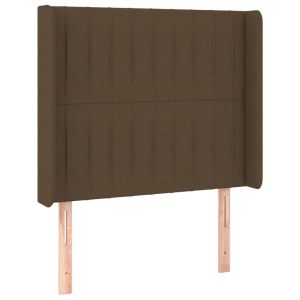 Cabecero con orejas de tela marrón oscuro 83x16x118/128 cm